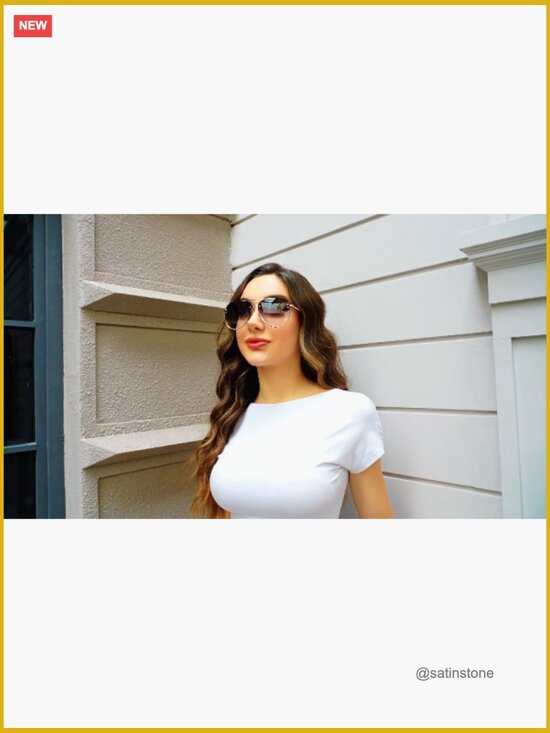 Oversized Aviator Sunglasses for Women, Cat Eye Rimless Shades UV Protection